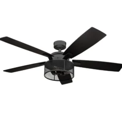 Honeywell Carnegie Ceiling Fan with Light, 52 Inch, Matte Black - 51928