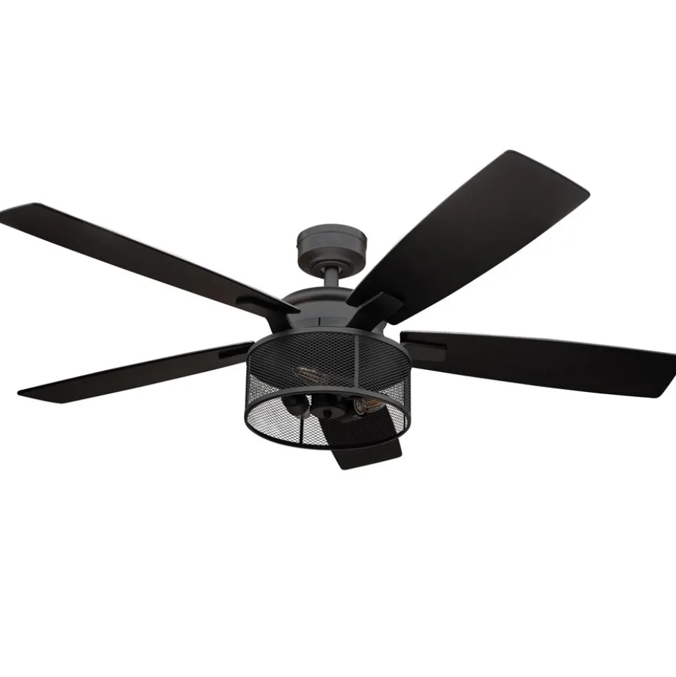 Honeywell Carnegie Ceiling Fan with Light, 52 Inch, Matte Black - 51928