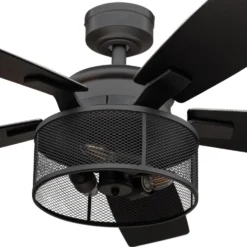 Honeywell Carnegie Ceiling Fan with Light, 52 Inch, Matte Black - 51928