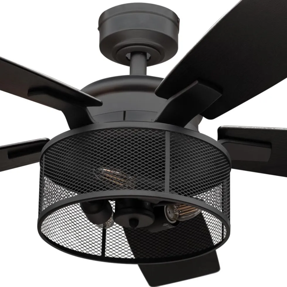 Honeywell Carnegie Ceiling Fan with Light, 52 Inch, Matte Black - 51928