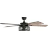 Honeywell Carnegie Farmhouse LED Ceiling Fan with Lights, Matte Black, 52-Inch - 50614