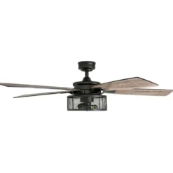 Honeywell Carnegie Farmhouse LED Ceiling Fan with Lights, Matte Black, 52-Inch - 50614