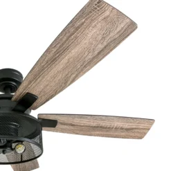Honeywell Carnegie Farmhouse LED Ceiling Fan with Lights, Matte Black, 52-Inch - 50614
