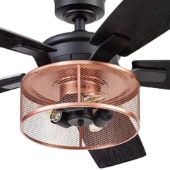 Honeywell Carnegie Rustic Chic Ceiling Fan, Matte Black/Copper, 52-Inch- 51459