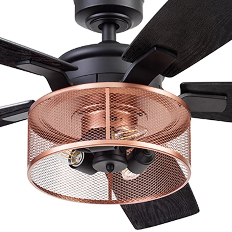 Honeywell Carnegie Rustic Chic Ceiling Fan, Matte Black/Copper, 52-Inch- 51459