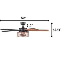 Honeywell Carnegie Rustic Chic Ceiling Fan, Matte Black/Copper, 52-Inch- 51459