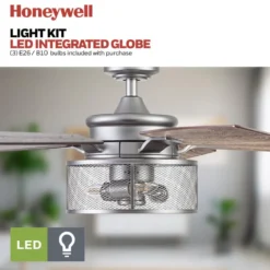 Honeywell Carnegie Rustic Chic Ceiling Fan, Pewter, 52-Inch - 51460