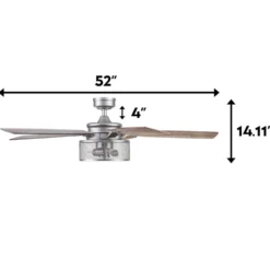 Honeywell Carnegie Rustic Chic Ceiling Fan, Pewter, 52-Inch - 51460