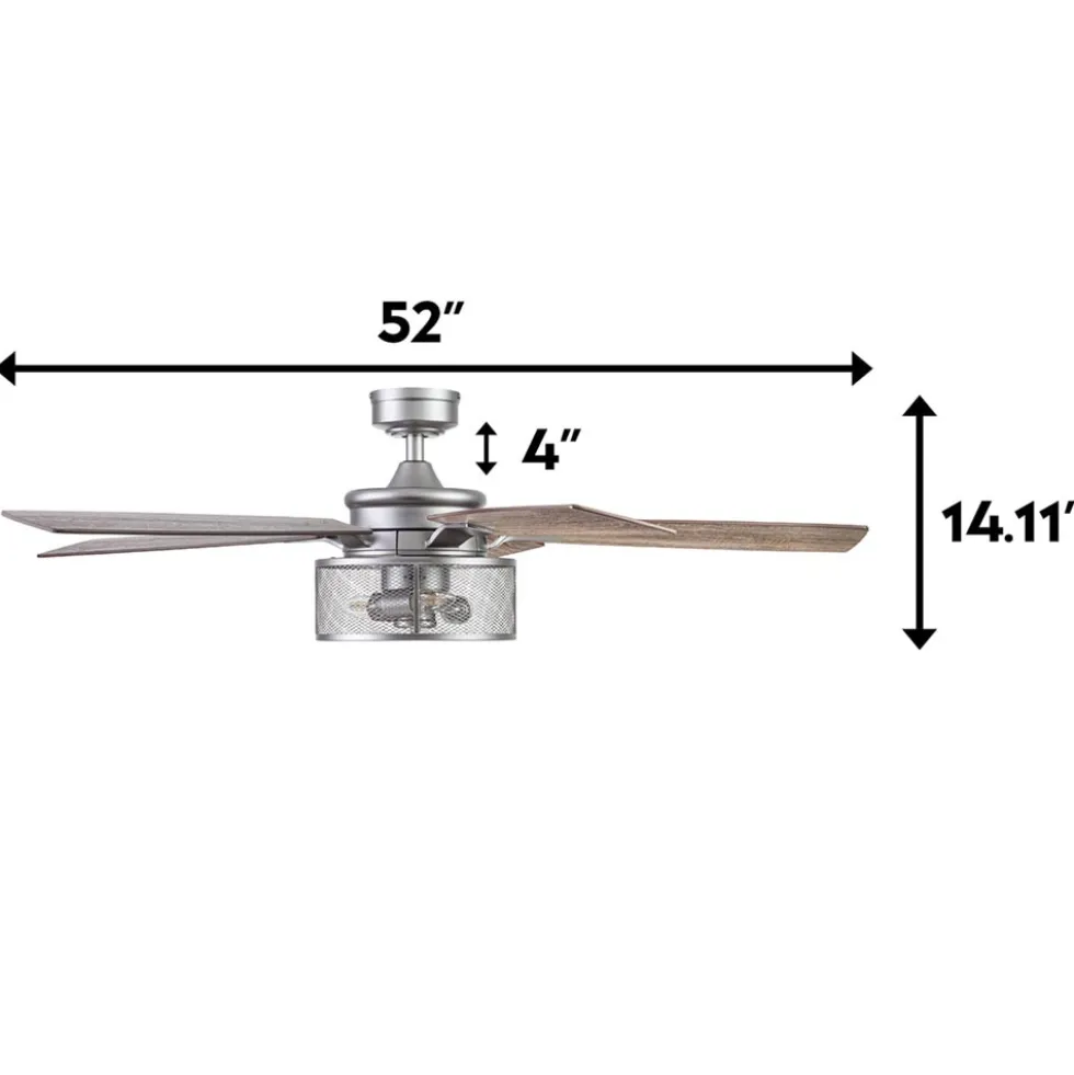 Honeywell Carnegie Rustic Chic Ceiling Fan, Pewter, 52-Inch - 51460