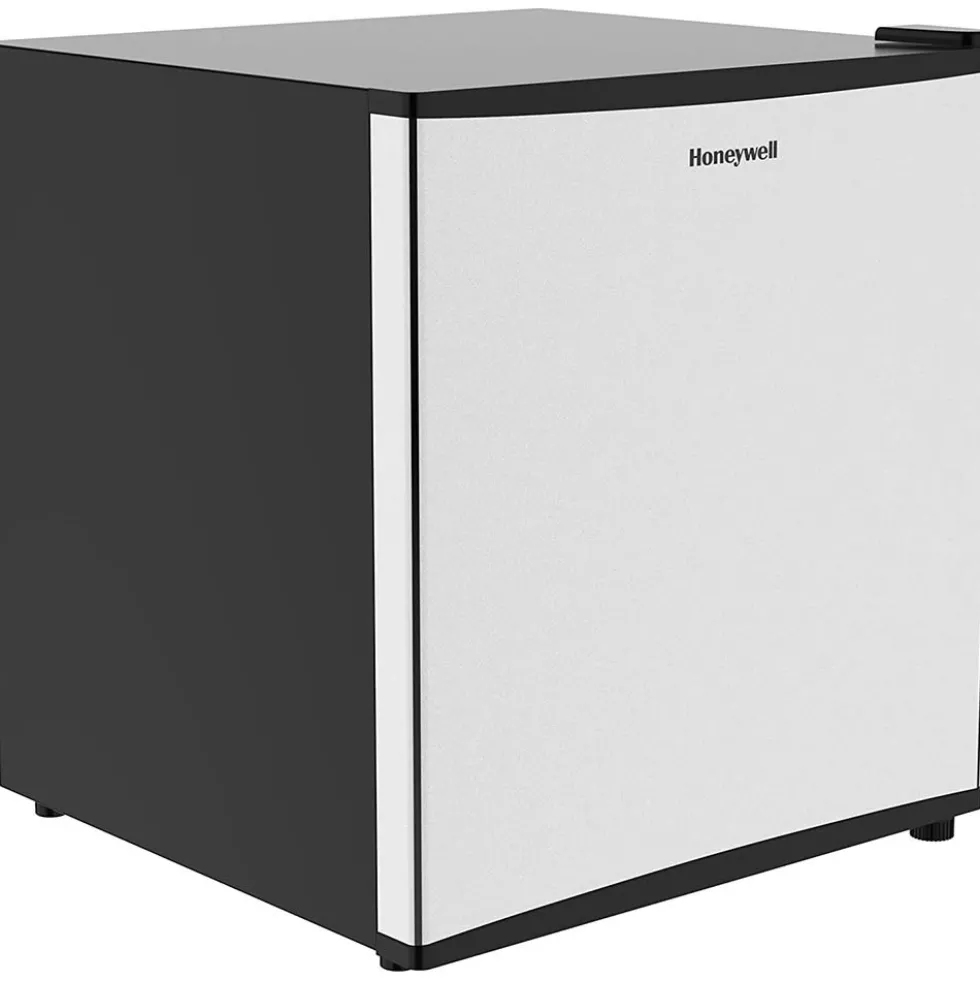 Honeywell Compact Refrigerator 1.6 Cu Ft Mini Fridge with Freezer, Stainless Steel - H16MRS