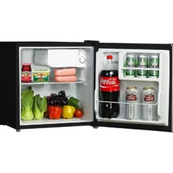 Honeywell Compact Refrigerator 1.6 Cu Ft Mini Fridge with Freezer, Stainless Steel - H16MRS