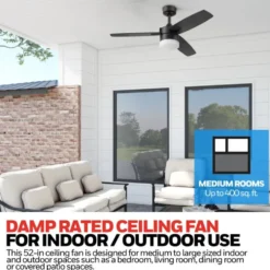 Honeywell Conifer Outdoor Ceiling Fan - 42 inch, Matte Black