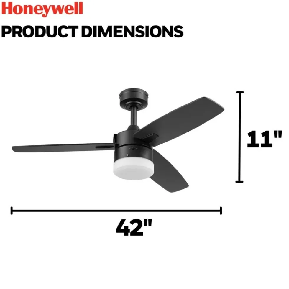 Honeywell Conifer Outdoor Ceiling Fan - 42 inch, Matte Black