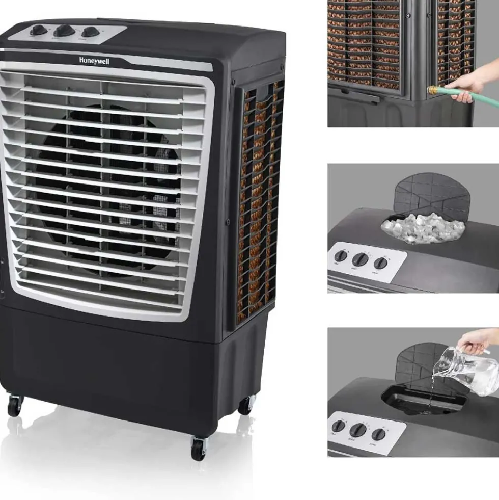 Honeywell CO610PMG Outdoor Weatherproof Evaporative Air Cooler, 2669 CFM for Large Spaces - 14 Gallon Tank, Gray