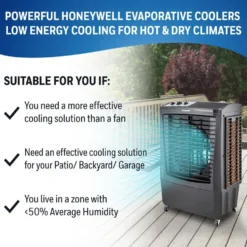 Honeywell CO610PM Outdoor Evaporative Air Cooler and Fan, 2669 CFM for Large Spaces - 14 Gallon Tank, Black