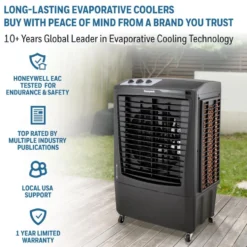 Honeywell CO610PM Outdoor Evaporative Air Cooler and Fan, 2669 CFM for Large Spaces - 14 Gallon Tank, Black