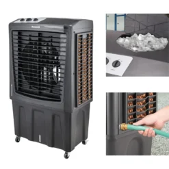 Honeywell CO810PM Outdoor Weatherproof Evaporative Air Cooler and Fan, 2800 CFM for Large Spaces - 19 Gallon Tank, Black