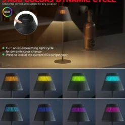 Honeywell Cordless LED Desk Lamp with Rechargeable Battery, Color Changing and Touch Controls, Black HWT-M1B
