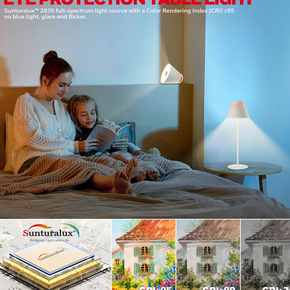 Honeywell Cordless LED Table Lamp with Rechargeable Battery, Color Changing and Touch Controls, White HWT-M1W
