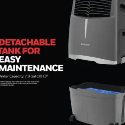 Honeywell CO30XE Indoor/Outdoor Evaporative Air Cooler, 525 CFM - 7.9 Gallon Tank, Gray