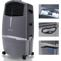 Honeywell CO30XE Indoor/Outdoor Evaporative Air Cooler, 525 CFM - 7.9 Gallon Tank, Gray