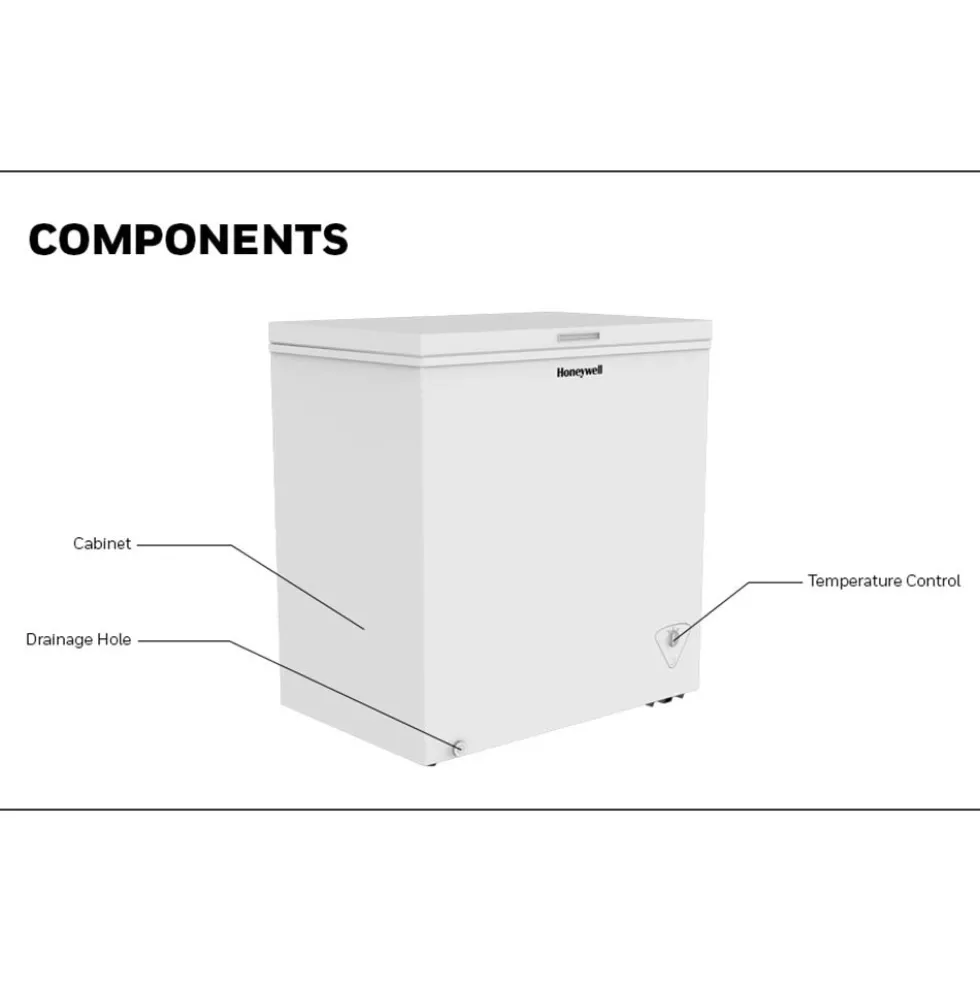 Honeywell 7 Cu Ft Chest Freezer with Removable Storage Basket, White - H7CFW