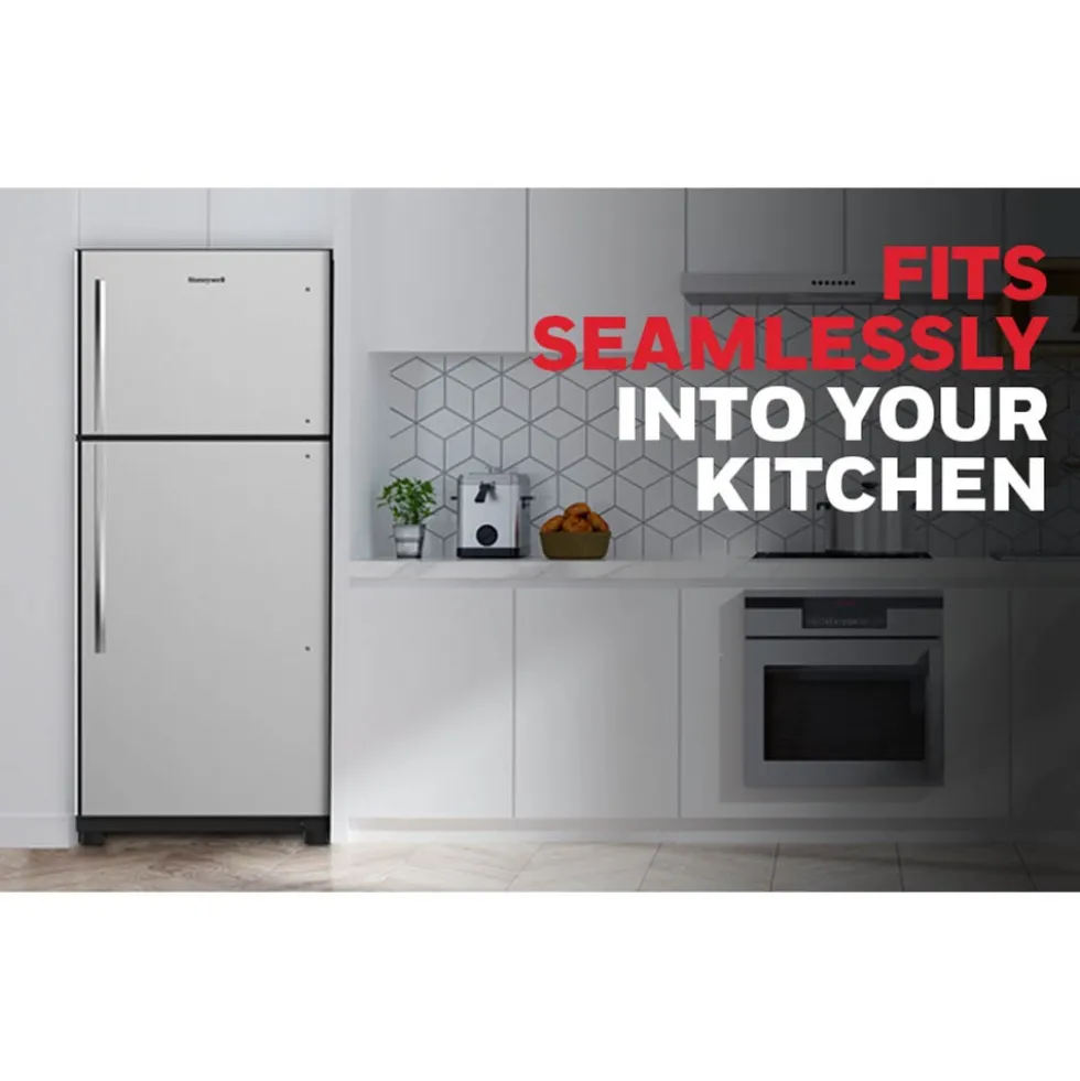 Honeywell 18 Cu Ft Refrigerator with Top Freezer, Stainless Steel - H18TFS