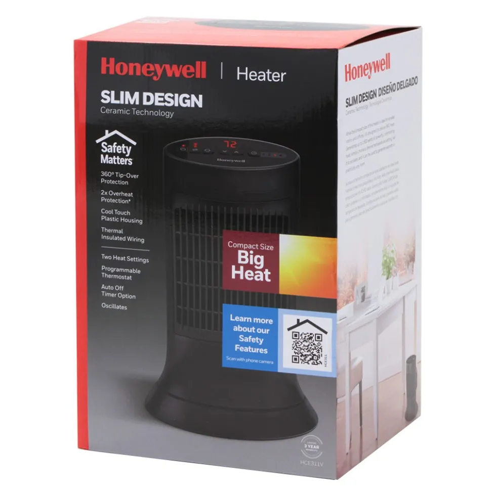 Honeywell Digital Ceramic Compact Tower Heater, HCE311V