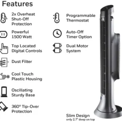Honeywell Digital Ceramic Tower Heater, HCE322V