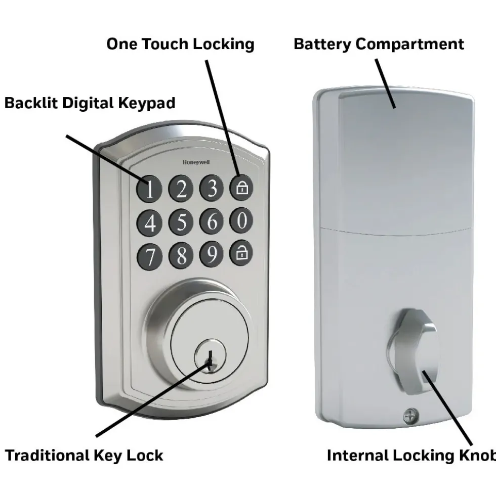 Honeywell Digital Deadbolt Door Lock with Electronic Keypad in Satin Nickel, 8635024