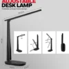 Honeywell Dimmable Small Desk Lamp with USB A+C Dual Charging Ports and Eye Protection, Black