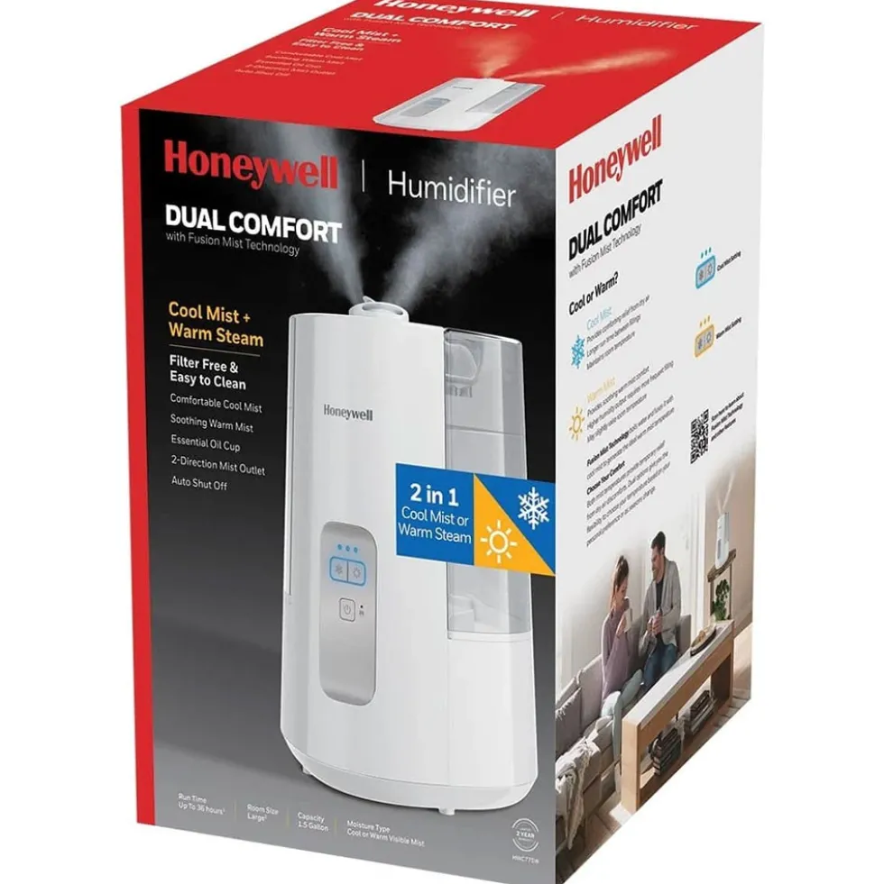 Honeywell Dual Comfort Cool + Warm Mist Humidifier - White, HWC775W