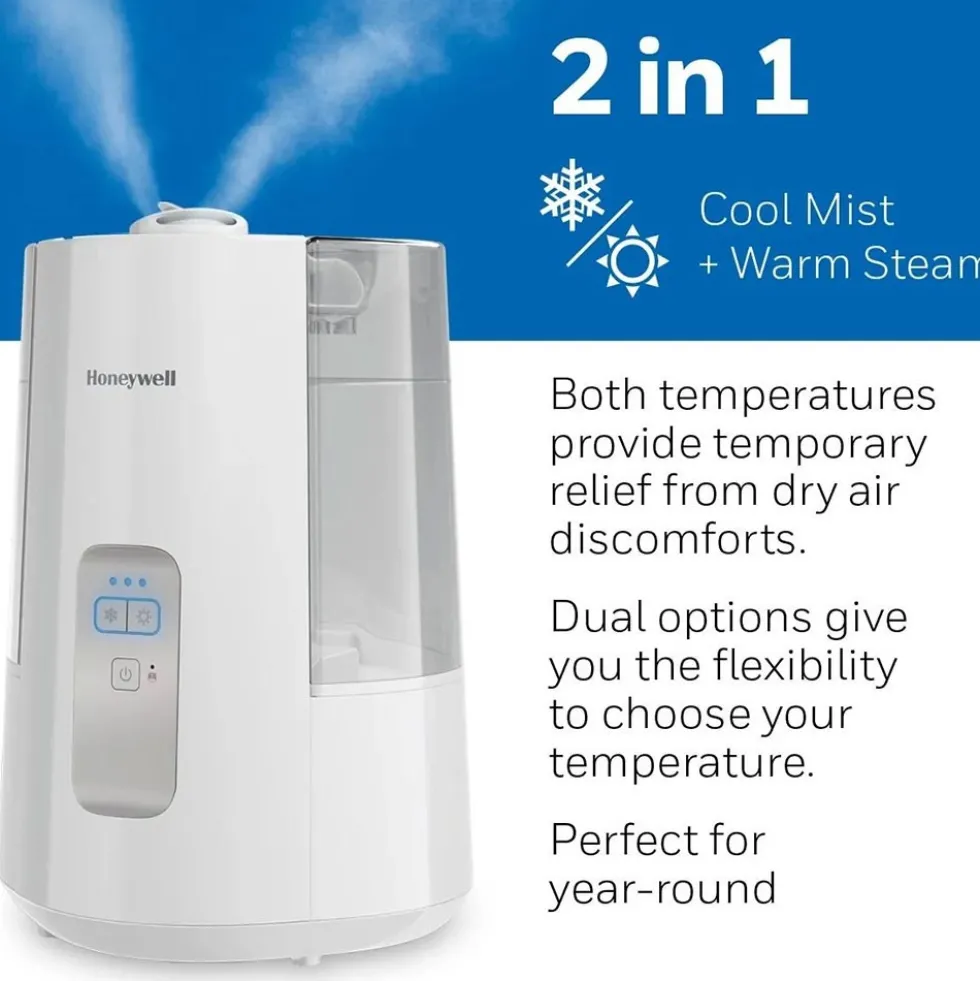 Honeywell Dual Comfort Cool + Warm Mist Humidifier - White, HWC775W