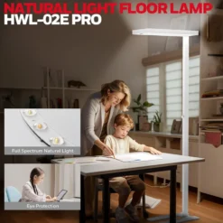 Honeywell Dual Light LED Eye Protection Floor Lamp, Natural Daylight, Modern Industrial Style - HWL-02E Pro