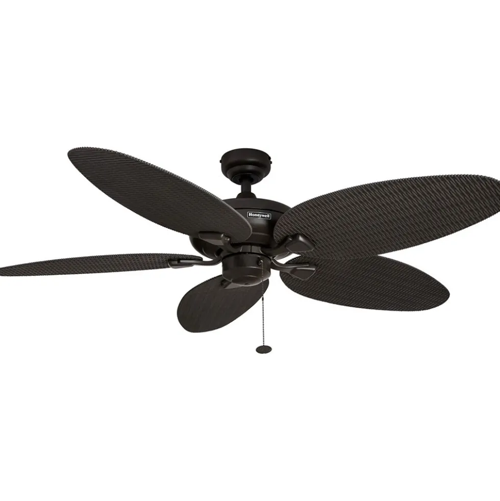 Honeywell Duvall Tropical Palm Leaf Indoor and Outdoor Ceiling Fan, Bronze, 52-Inch - 50201