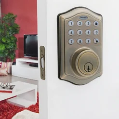 Honeywell Electronic Deadbolt Door Lock with Keypad in Antique Brass, 8712109