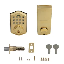 Honeywell Electronic Deadbolt Door Lock with Keypad in Polished Brass, 8712009