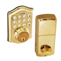 Honeywell Electronic Deadbolt Door Lock with Keypad in Polished Brass, 8712009