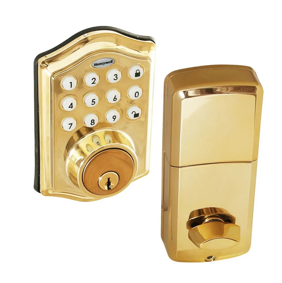 Honeywell Electronic Deadbolt Door Lock with Keypad in Polished Brass, 8712009