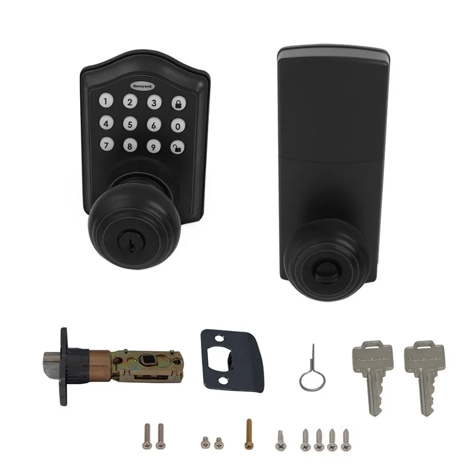 Honeywell Electronic Entry Knob Door Lock, Matte Black, 8732501