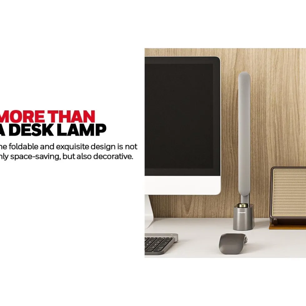 Honeywell Foldable Modern Office Table Lamp with USB A+C Charging Port and Eye Protection, Gray - HWT-H01G