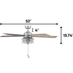 Honeywell Foxhaven Indoor and Outdoor Ceiling Fan, Galvanized, 52-Inch - 51632