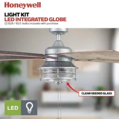 Honeywell Foxhaven Indoor and Outdoor Ceiling Fan, Galvanized, 52-Inch - 51632