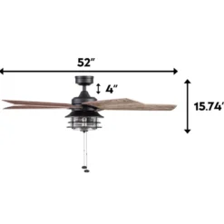 Honeywell Foxhaven Indoor and Outdoor Ceiling Fan, Matte Black, 52-Inch - 51631