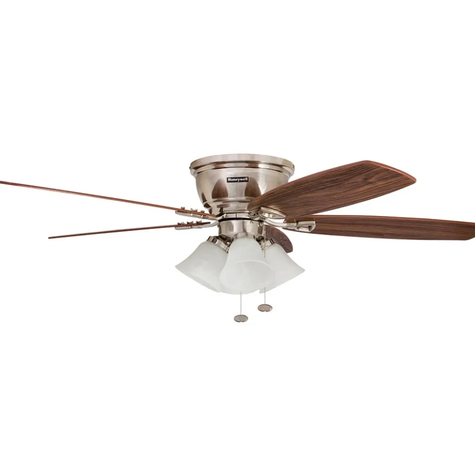 Honeywell Glen Alden Indoor Ceiling Fan with 4 Lights, Brushed Nickel, 52-Inch - 50182
