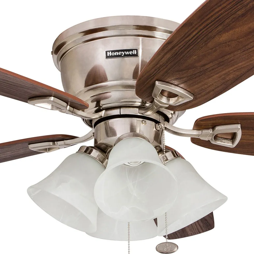 Honeywell Glen Alden Indoor Ceiling Fan with 4 Lights, Brushed Nickel, 52-Inch - 50182