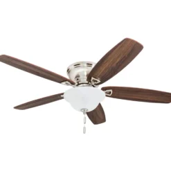 Honeywell Glen Alden Low Profile Ceiling Fan with Bowl Light, Brushed Nickel, 52-Inch - 50519