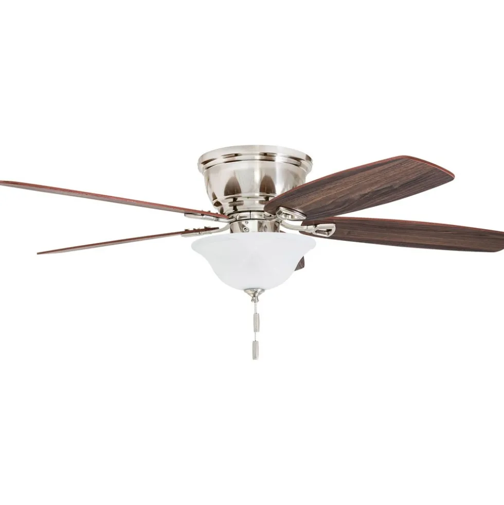 Honeywell Glen Alden Low Profile Ceiling Fan with Bowl Light, Brushed Nickel, 52-Inch - 50519