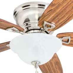 Honeywell Glen Alden Low Profile Ceiling Fan with Bowl Light, Brushed Nickel, 52-Inch - 50519
