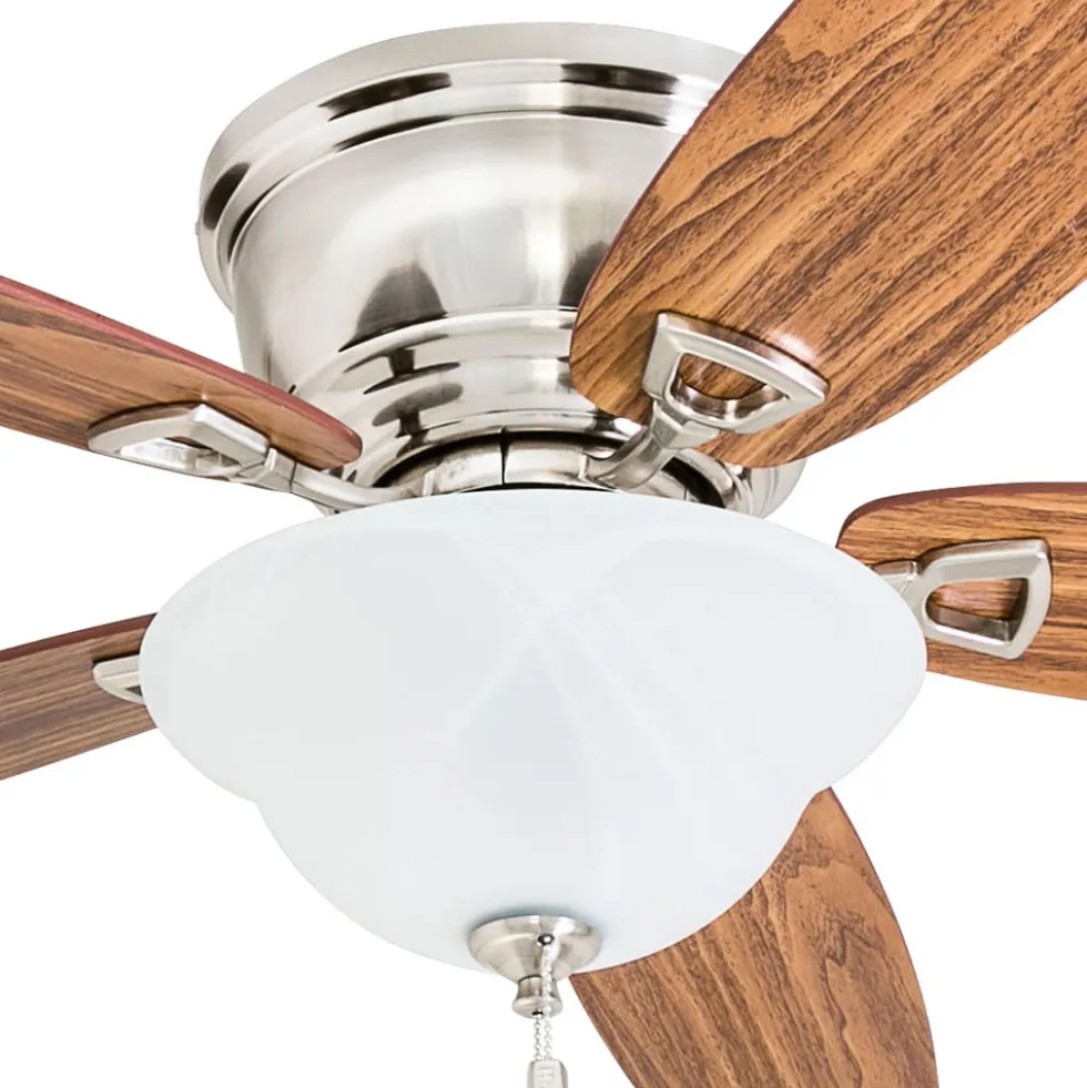 Honeywell Glen Alden Low Profile Ceiling Fan with Bowl Light, Brushed Nickel, 52-Inch - 50519